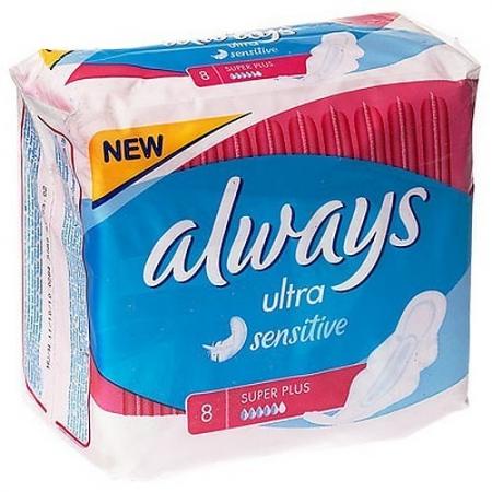 

ALWAYS Ultra Sensitive Женские гигиенические прокладки Super Plus Single 8шт