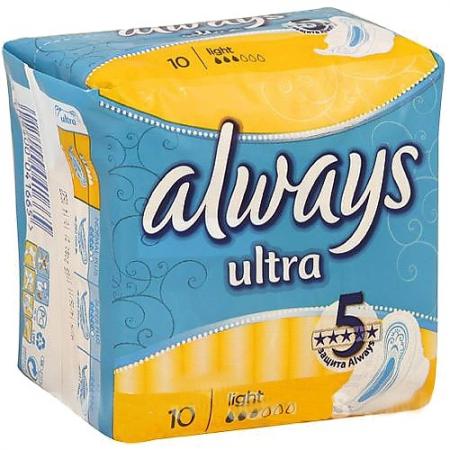 

ALWAYS Ultra Женские гигиенические прокладки Light Single 10шт
