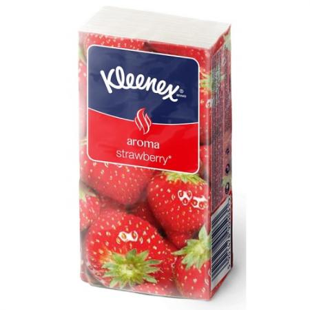 

Платочки носовые Kleenex Aroma Клубника 10 шт 3-ех слойная ароматизированная 9470120*