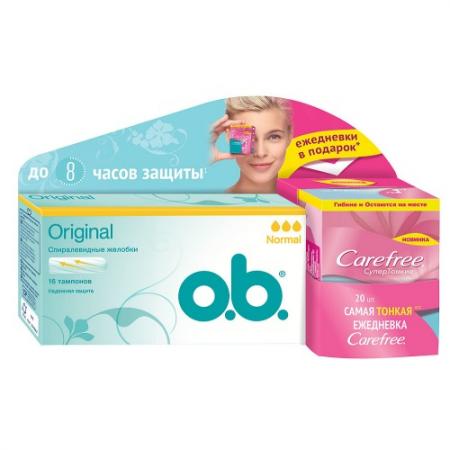 

o.b. Тампоны Original нормал 16шт Carefree Салфетки Супертонкие Fresh scent ароматизированные в инди