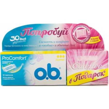 

o.b. Тампоны ProComfort супер 16шт Carefree Салфетки Супертонкие Cotton feel ароматизированные в инд