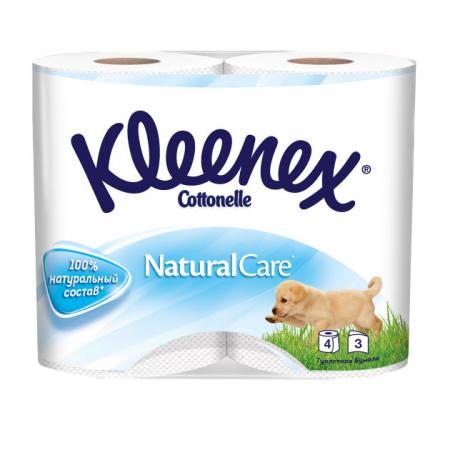 

Бумага туалетная Kleenex Natural Care 4 шт растворяются в воде 3-ех слойная 9450288