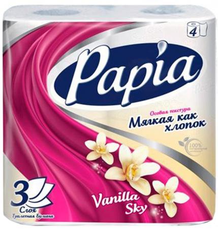 

Бумага туалетная Papia Ванильное небо 4 шт 3-ех слойная ароматизированная