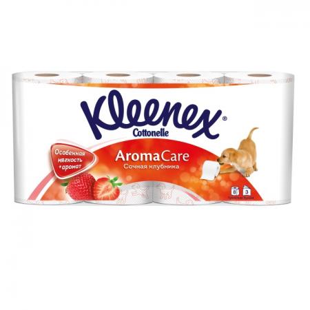 

Бумага туалетная Kleenex Сочная Клубника 8 шт ароматизированная растворяются в воде 3-ех слойная 945