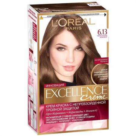 

LOREAL EXCELLENCE Краска для волос тон 6.13 темно-русый бежевый