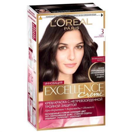 

LOREAL EXCELLENCE краска для волос тон 3 темно-каштановый