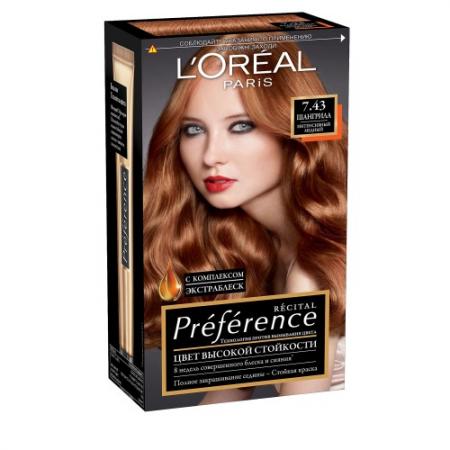 

LOREAL PREFERENCE Краска для волос тон 7.43 шангрила