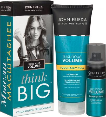 

JOHN FRIEDA Набор МЫСЛИ МАСШТАБНЕЕ Luxurious Volume шампунь для создания объема 250 мл и лак для при