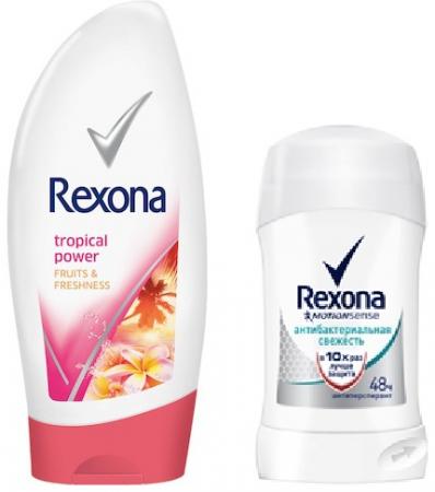 

REXONA Антиперсперант карандаш Антибактериальная свежесть 40мл REXONA Гель для душа Тропическая свеж
