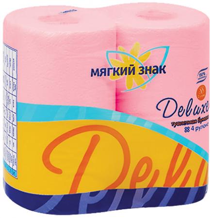 

Бумага туалетная Мягкий Знак Deluxe 4 шт 2-ух слойная без отдушки