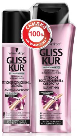 

GLISS KUR Экспресс-кондиционер Глубокое восстановление Сыворотка 200мл GLISS KUR Шампунь Глубокое во