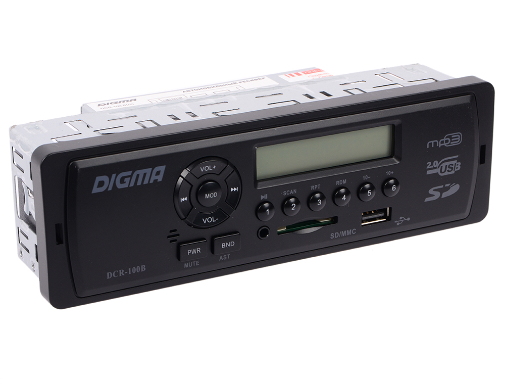 

Автомагнитола Digma DCR-100B USB MP3 FM 1DIN 4x45Вт черный