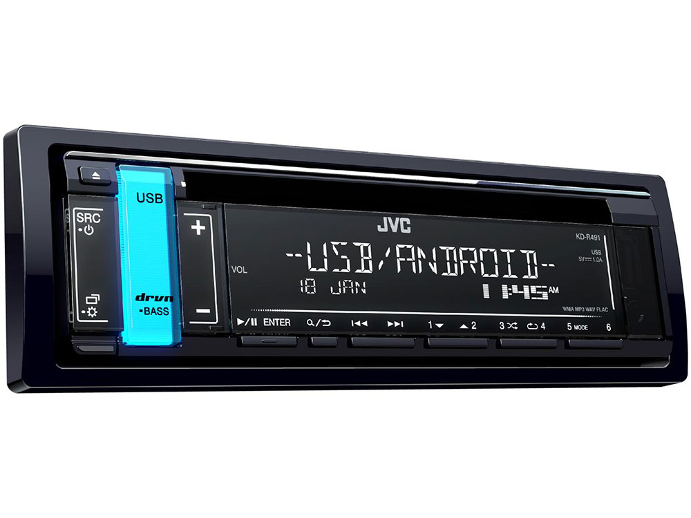

Автомагнитола JVC KD-R491 USB MP3 CD FM RDS 1DIN 4x50Вт черный
