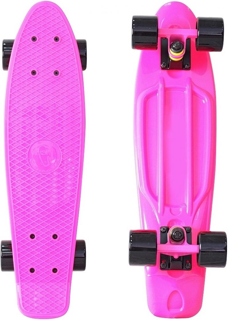 

Скейтборд Y-SCOO Fishskateboard Print 22" RT винил 56,6х15 с сумкой PINK/black 401-P