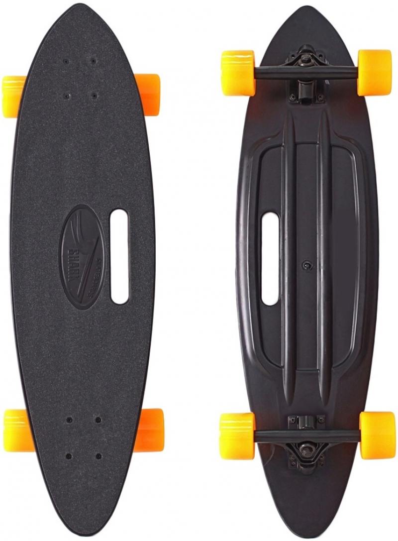 

Скейтборд Y-SCOO Longboard Shark с ручкой 31" пластик 79х22 с сумкой BLACK/orange 409-B