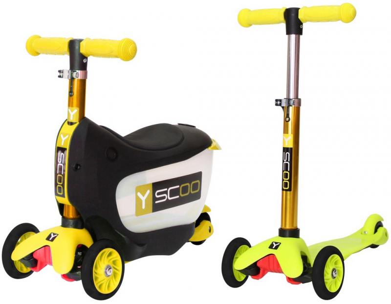 

Самокат-каталка трехколёсный Y-SCOO Mini Jump&Go желтый