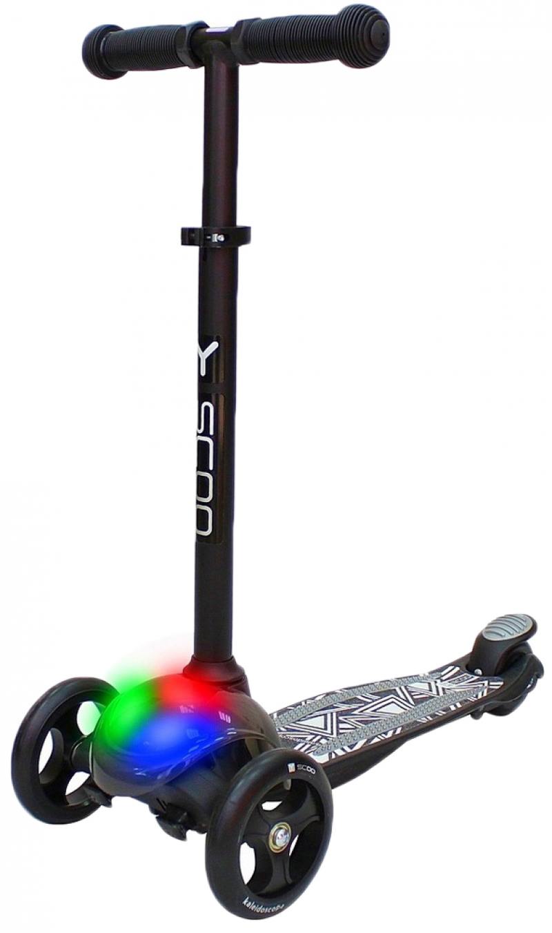 

Самокат трехколёсный Y-SCOO RT TRIO DIAMOND 120 Kaleidoscope светящаяся платформа black/white