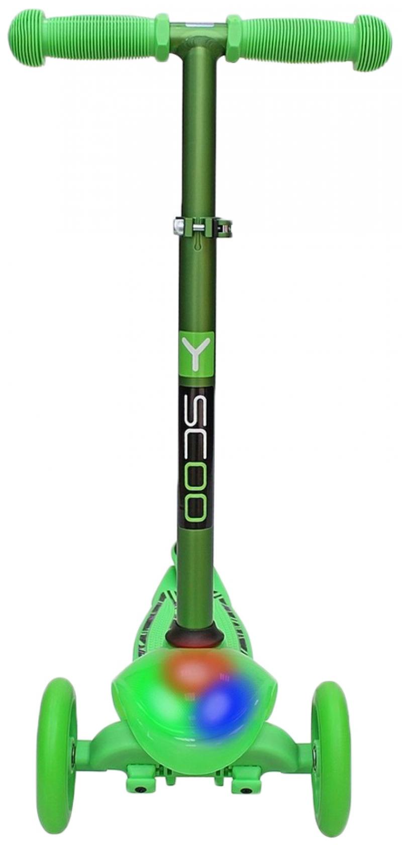 

Самокат трехколёсный Y-SCOO RT TRIO DIAMOND 120 Kaleidoscope светящаяся платформа green