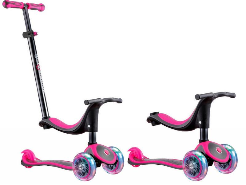 

Самокат трехколёсный Y-SCOO RT GLOBBER EVO 4 in1 TITANIUM с 3 светящимися колесами Neon Pink 462-132