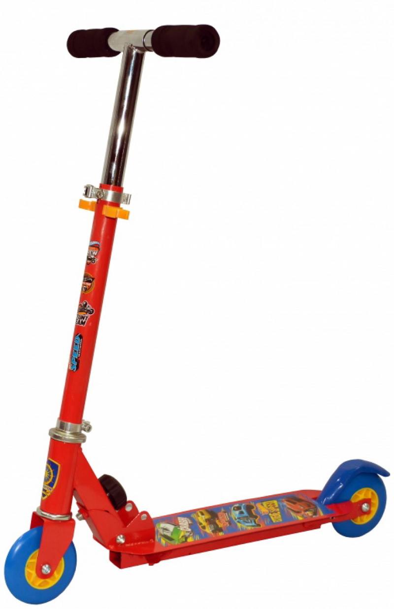 

Самокат двухколёсный Navigator Hot Wheels 2-х кол.,сталь., ПВХ кол.100мм,тормоз,размер 56*9*76