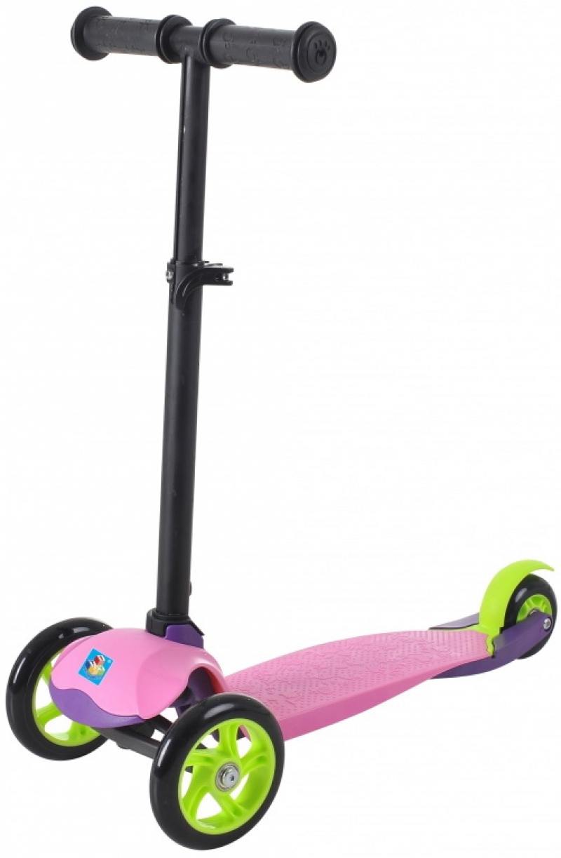 

Самокат трехколёсный 1TOY упр.наклоном, PU кол.со светом пер.2х120мм/задн.90мм.,розовый Т59691