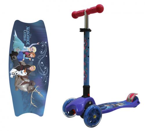 

Самокат DISNEY Холодное сердце упр.наклоном, пластик/нейлон, PU передн.кол.со светом 2х120мм/2*80мм,