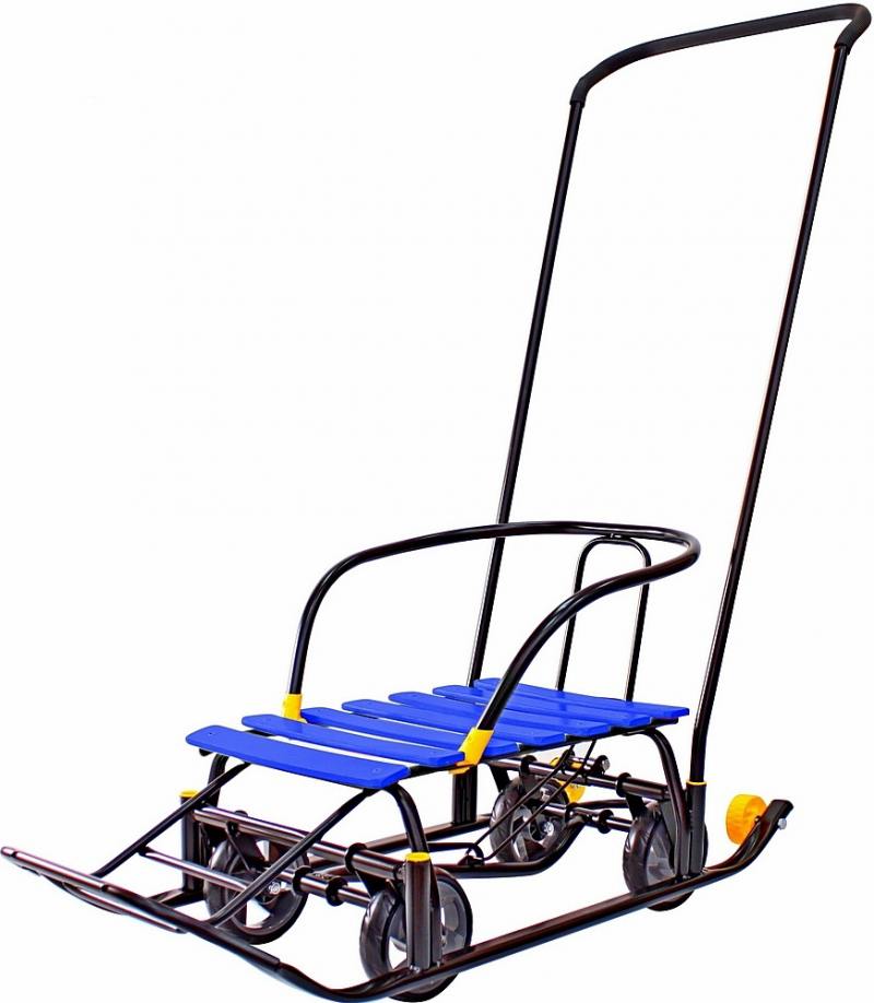 

Снегомобиль Snow Galaxy Black Auto синие рейки на больших мягких колесах