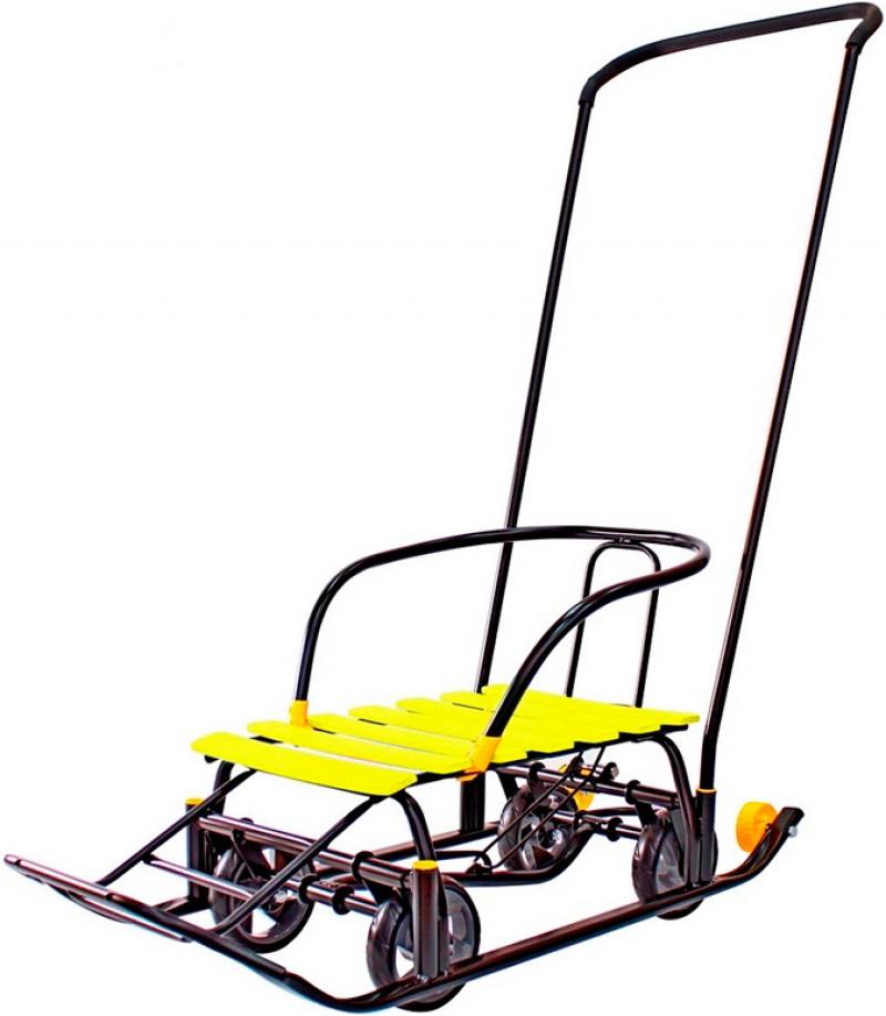 

Снегомобиль Snow Galaxy Black Auto желтые рейки на больших мягких колесах