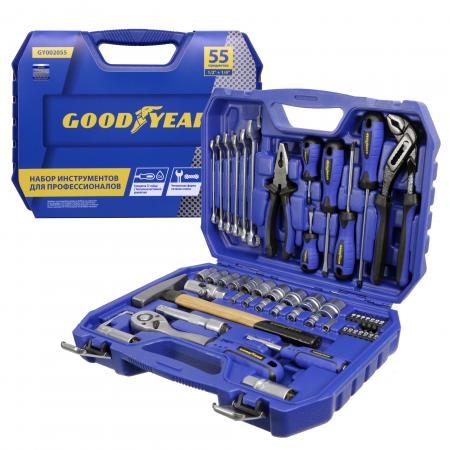 

Набор инструментов GOODYEAR GY002055 55 пр. в пластиковом кейсе 1/2, 1/4