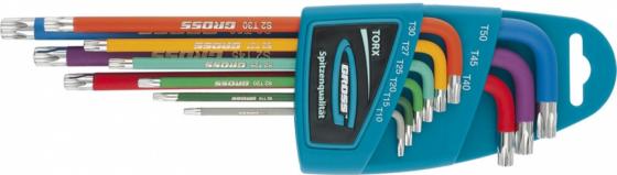 

Набор ключей GROSS 16402 имбусовых torx-tt 9шт: t10-t50 магнит s2 экстра-длин. хром/краска 9шт.