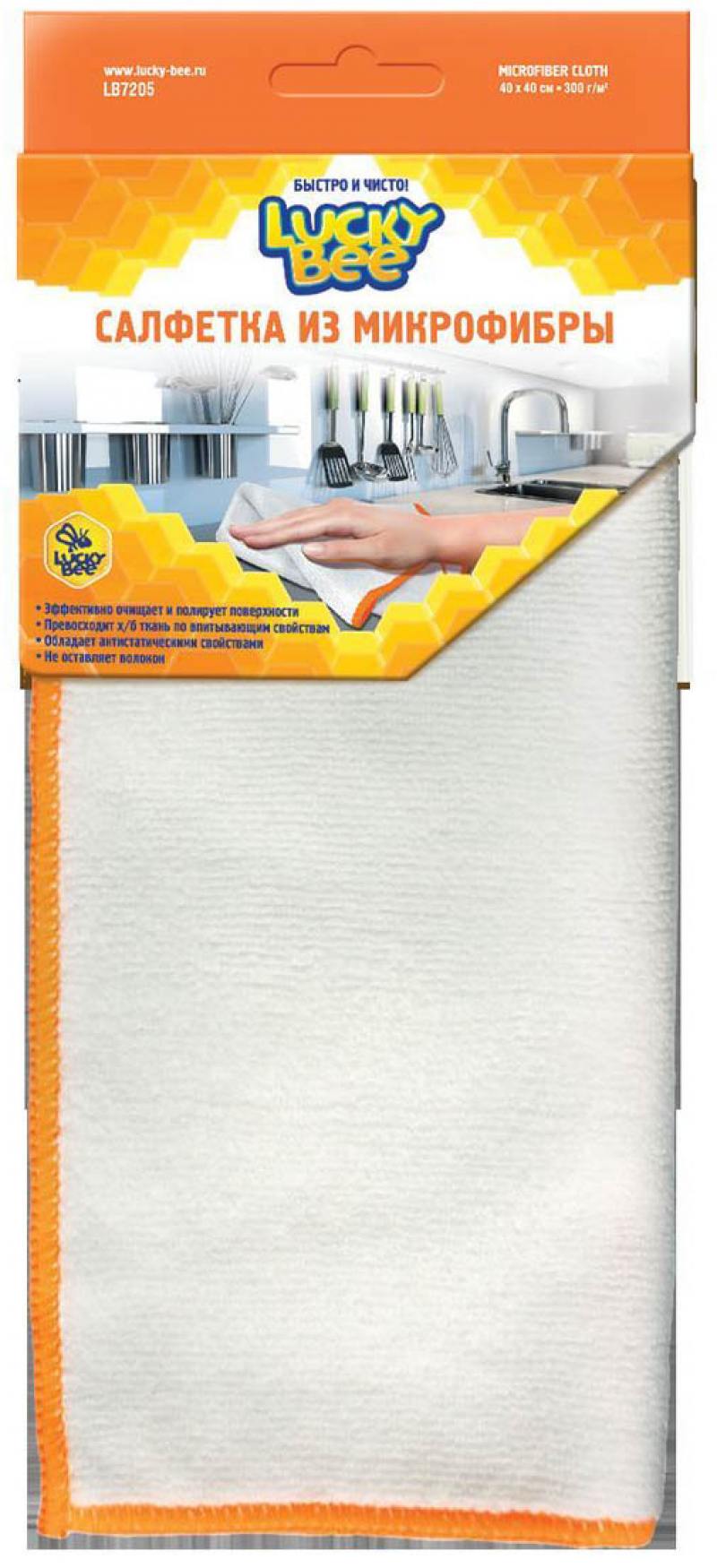 

Салфетки из микрофибры Белая жел.кант 40х40 Lucky Bee LB 7205