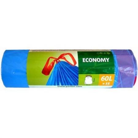 

PACLAN Мешки для мусора с завязками ЭКОНОМ 60л 15шт