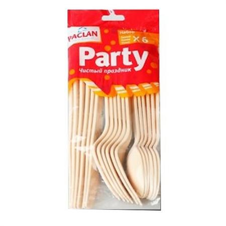 

PACLAN Party Набор для пикника на 6 персон кремовый Вилка 6шт Ложка 6шт Нож 6шт