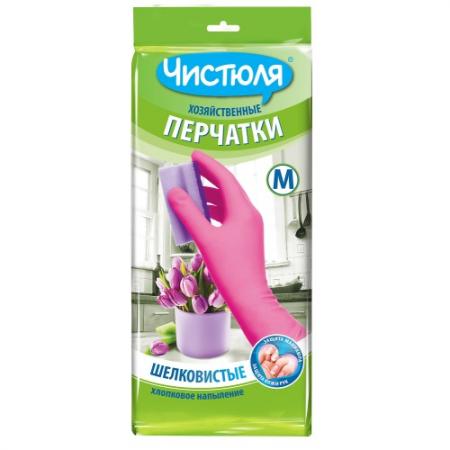

ЧИСТЮЛЯ Перчатки хозяйственные латекс М-8 c х/б напылением внутри