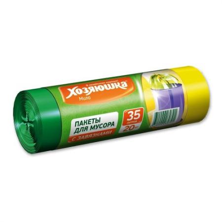 

ХОЗЯЮШКА Мила Пакеты для мусора 35л 20шт с завязками в рулоне