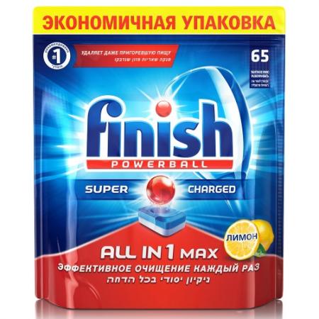 

FINISH All in1 MAX Shine&Protect Средство для мытья посуды в посудомоечных машинах таблетки 65шт Лим