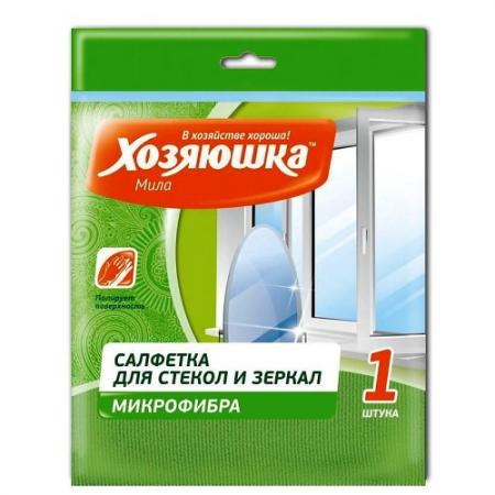 

ХОЗЯЮШКА Мила Салфетка для стекла и зеркал микрофибра 30*30см 1 шт КС-05